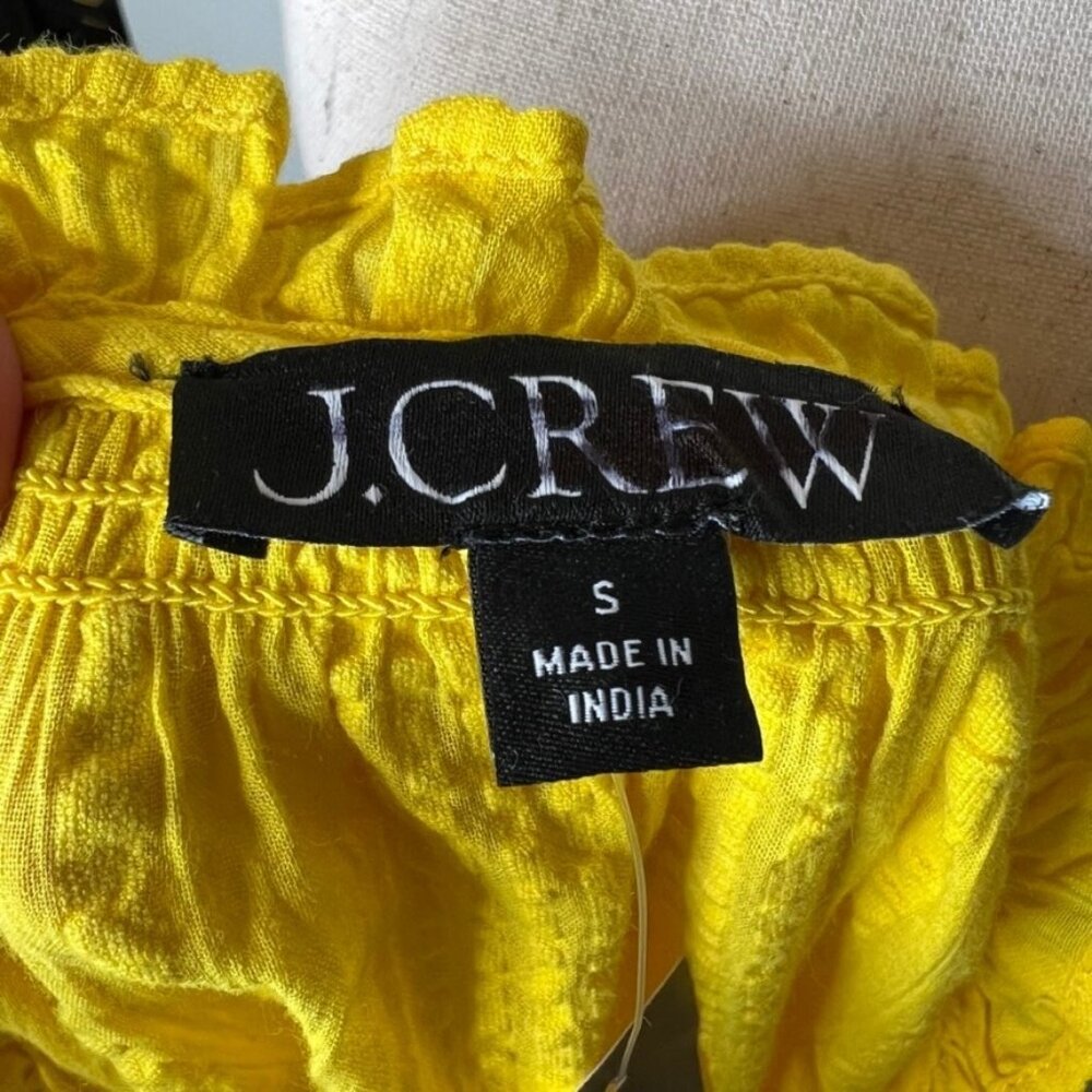 J.Crew $118 Ruffle-Trim Tiered Dress Cotton Dobby Yellow Size S BR466 - Picture 5 of 7